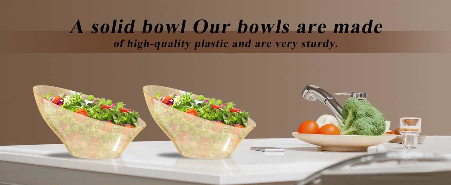 12 Pack Gold Glitter Plastic Serving Bowls