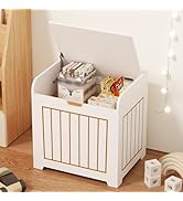 Aenuert White Kid Storage Chests Box, Small Cube Toy Organizer Box,Wooden Entryway Storage Bin Fo...