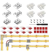 FCOB 2PIN 8mm LED Strip Connectors Kit, Transparent Reusable T &amp; L Shape 2-in-1 Screw Connector, ...