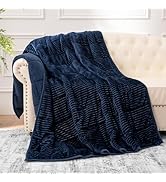 Sherpa Fleece Weighted Blanket with Ribbed Stripes for Adults, 15 lbs Dual Sided Cozy Warm Blanke...