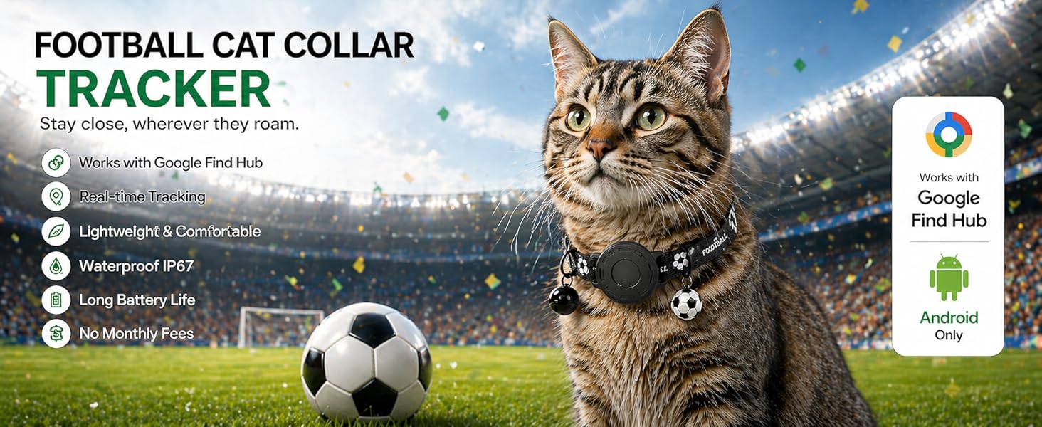GPS Collar for Cats,Pet Tracker (Android Only) Smart tag