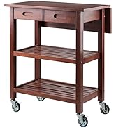 Winsome 94734 Jonathan 2 Drawer Rolling Kitchen Cart in Walnut