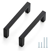 JOY DECOR 30 Pack Cabinet Pulls – Slim Square Bar, 3 Inch Hole Center, Matte Black Solid Build | ...