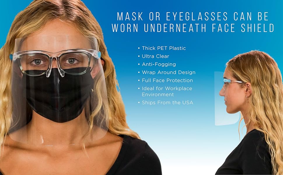 Salon World Safety Face Shields with Glasses Frames