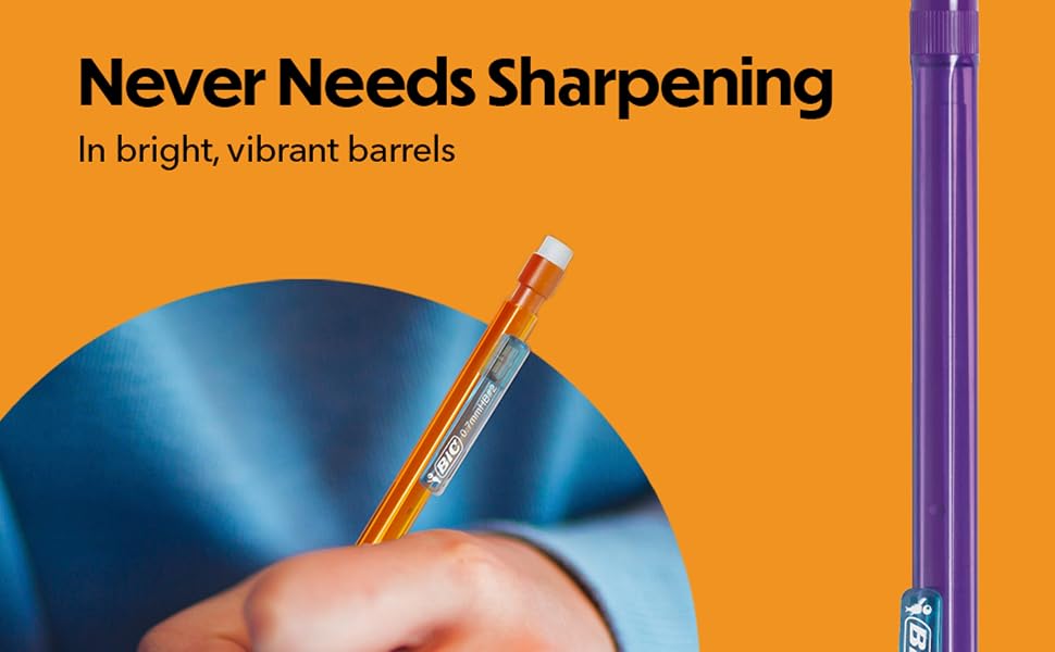 BIC pencils never needs sharpening and has bright, vibrant barrels.