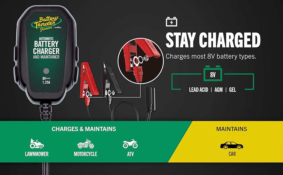 Battery Tender Junior Battery Charger Maintainer 8V 1.25 AMP