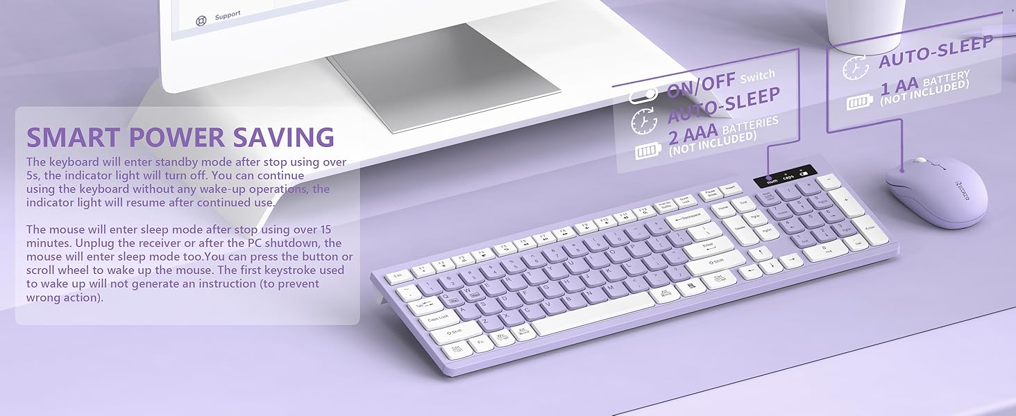 wireless keyboard and mouse combo purple 4
