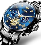 OLEVS Mens Watches Chronograph Watch Luxury Dress Stainless Steel Waterproof Watches for Men Moon...