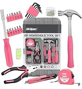 Hi-Spec 25pc Pink Household DIY Tool Kit for Women. Small Mini Tool Box Set of Starter Basic Ladi...
