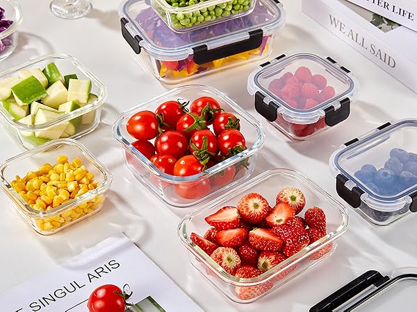 Liuruiyu 12 Pack Glass Food Storage Containers with Lids