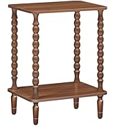 HOOBRO End Table, 2-Tier Small Side Table with Spindle Legs, Nightstand with with Storage Shelves...