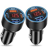 USB C Car Charger, 2Pack 65W 4 Port Car Phone Charger Adapter Fast Charging with Voltmeter,Dual U...