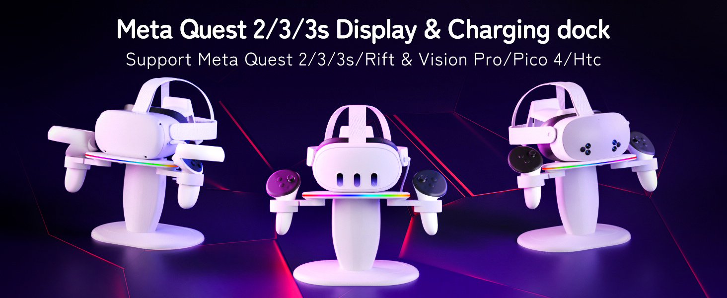 Saqico Fast Charging Dock for Meta Quest 3/3s/2 vr Headset and Magnetic Charger