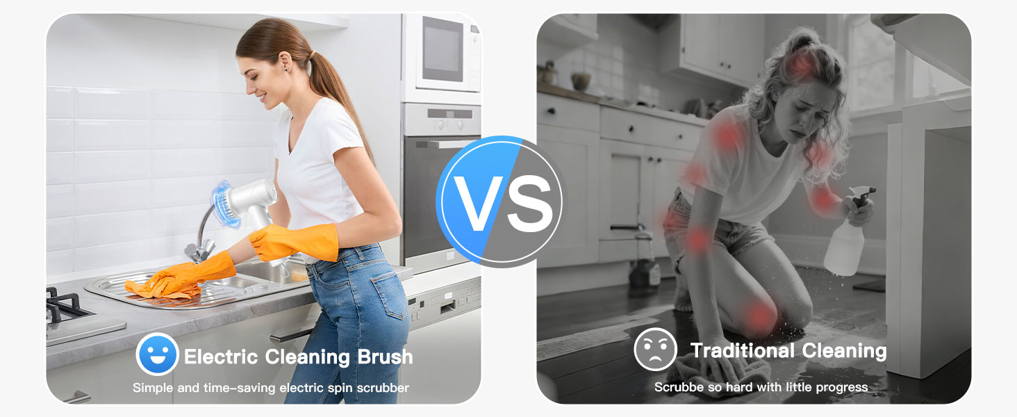 Electric Spin Scrubber - Cordless IPX7 Waterproof Shower Scrubber