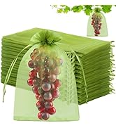 80 Pcs Fruit Protection Bags, 8 x12 Inch Fruit Tree Netting Mesh Bags Drawstring Reusable Green B...
