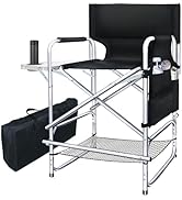 AQNIEGEP Directors Chair Tall Folding Directors Chair with Side Table Makeup Artist Chair for Mak...