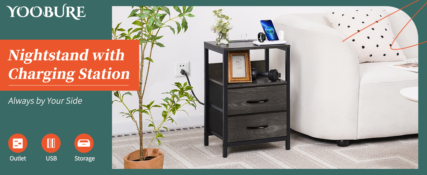 nightstand with charging station