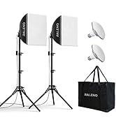 RALENO Softbox Lighting Kit, 2 x 16'' x 16'' Photography Studio Equipments with 50W / 5500K / 95 ...