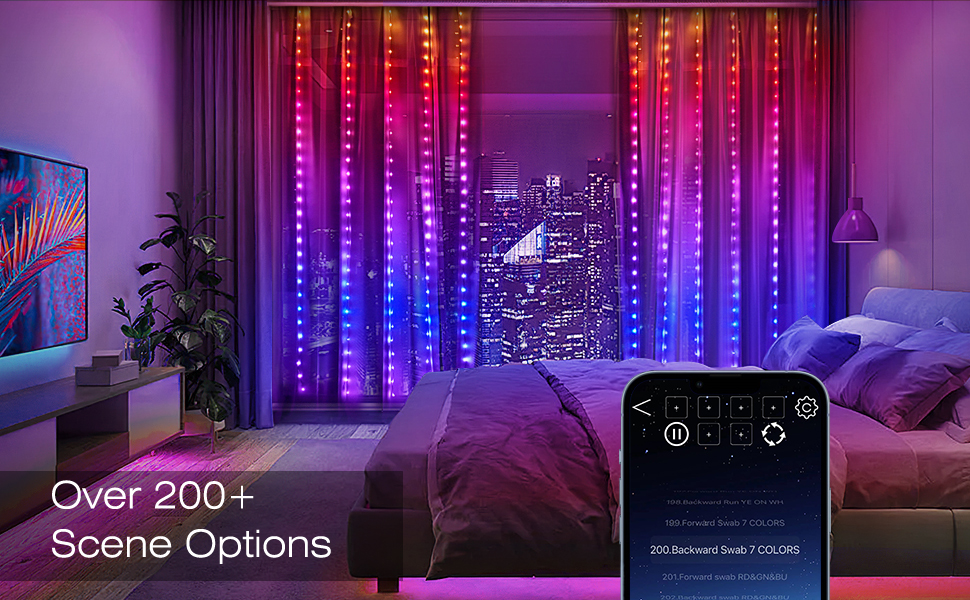 christmas curtain lights color changing LED fairy bedroom indoor outdoor backdrop wall decoration