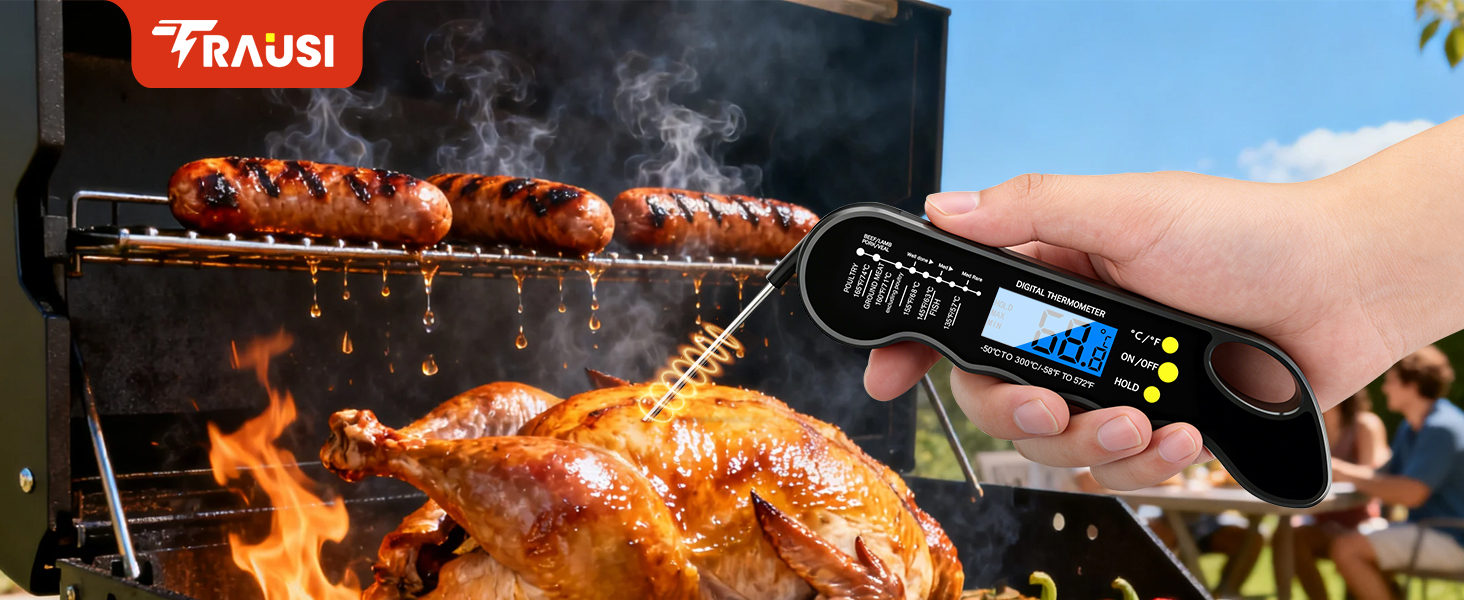TRAUSI Instant Read Meat Thermometer