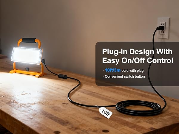 Work light with 10ft wire and switch