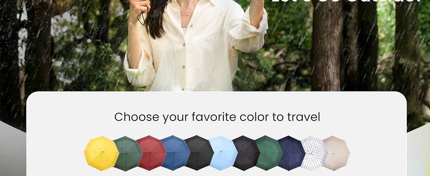Chakipee Travel Compact Umbrella Windproof - Portable Automatic Umbrellas for Rain