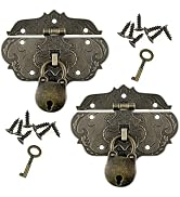 ZDRU 2-Set Antique Decorative Hasp Latch Lock Kit Bronze Tone Vintage Embossing Jewelry Box Clasp...