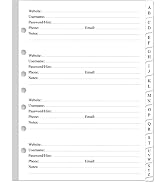 Password Book Refills - A-Z Password Notebook Refill Paper with Alphabetical Tabs, 120gsm White P...
