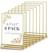Dynta Acrylic Sign Holder 8.5x11 8pck Clear Table Display Stands Double Sided Table Sign Holders,...