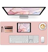 Meetcolor Leather Desk Pad Mat, Computer Desk Mat Non-Slip, PU Large Mouse Pad for Desk, Pink Mou...