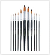 Transon 11pcs Round Paint Brush Basic Set for Watercolor, Acrylic, Gouache, Ink, and Tempera