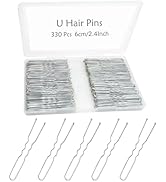 330 Count U Shaped Silver Hair Pins for Buns, YINGFENG 2.4inch Bun Pins Silver Hair Pins for Wome...