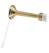 Khtumeware 2 Pack Satin Brass Zinc Door Stopper with Rubber Bumper,3" Flexible Heavy Duty Wall Do...