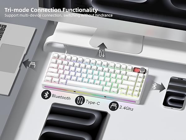 75% Wireless Mechanical Gaming Keyboard with Knob &amp;amp; Display, Thocky Creamy Keyboard