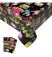 3 Pack 80s Party Tablecloth, Back to 80's Table Cloth Rectangle, 1980s Hip Hop Party Decoration, ...