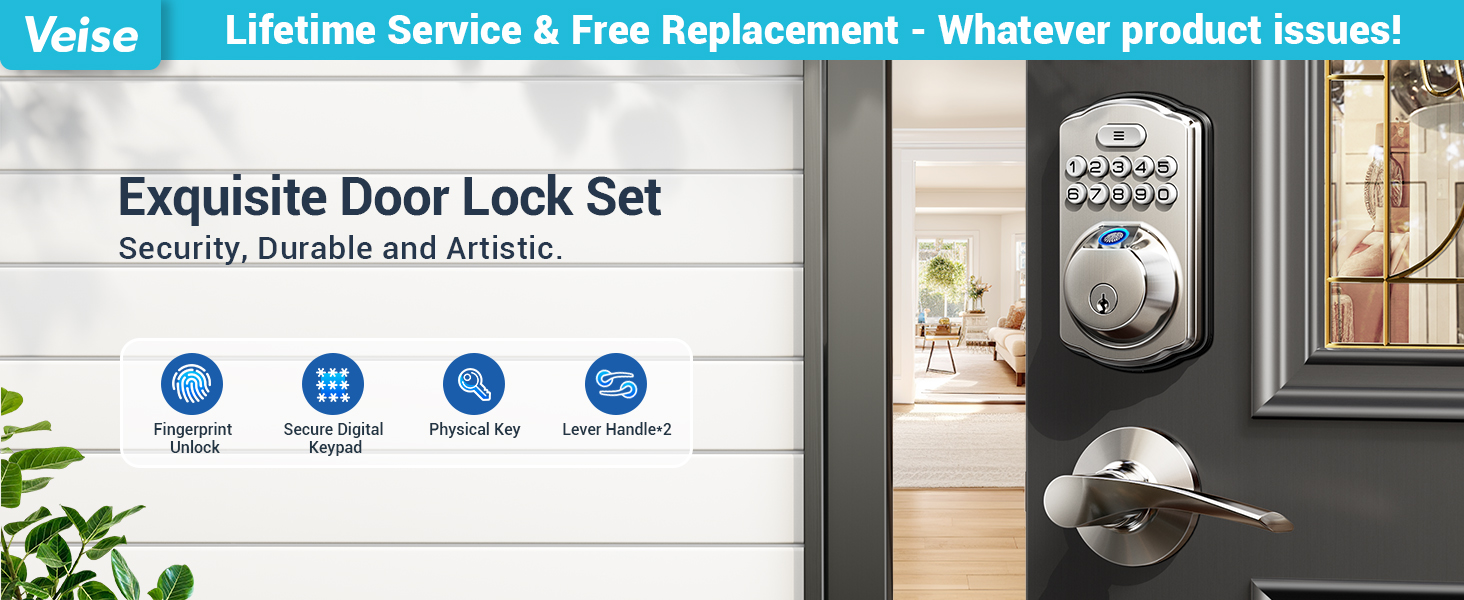 keyless entry door lock with handle