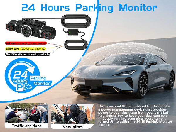 Dash cam Hardwired kit, USB-C Hardwired Cable kit, 12V-24V to 5V Hardwired Cable kit