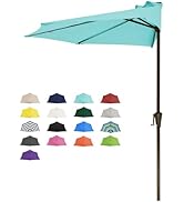 JEAREY 9ft Half Umbrella Outdoor Patio Umbrella Market Umbrellas with Crank, 1/2 Round Wall Umbre...