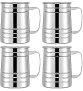 Tosnail 4-Pack 20 OZ Stainless Steel Mug with Handle, 600 ML Metal Drinking Tumbler Cup for Coffe...