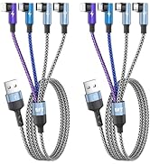 USB Multi Charging Cable 90 Degree BraidedCharging Cord 5FT 2Pack, 4 in 1 Car Charging Cable, Cha...