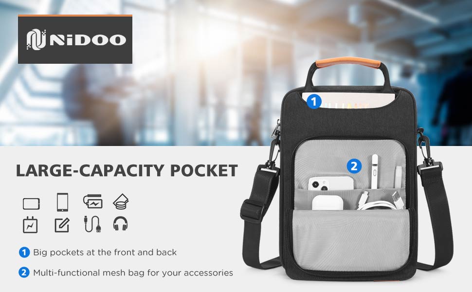 NIDOO Tablet Bag for Business, Laptop Shoulder Bag