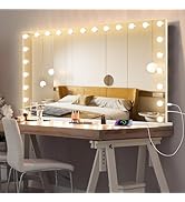 Ratsamee Gold Hollywood Mirror with Lights, 24 Bulbs,3 Color Lights,Make Up Lighted Mirror, Alumi...