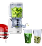Masticating Juicer Attachment for KitchenAid Stand Mixer, 4.9" Large Feed Chute Fit Whole Vegetab...