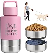 KEWIXY Insulated Dog Travel Water Bottle With Detachable Bowls, Ideal Dog Mom Gifts for Women, Po...