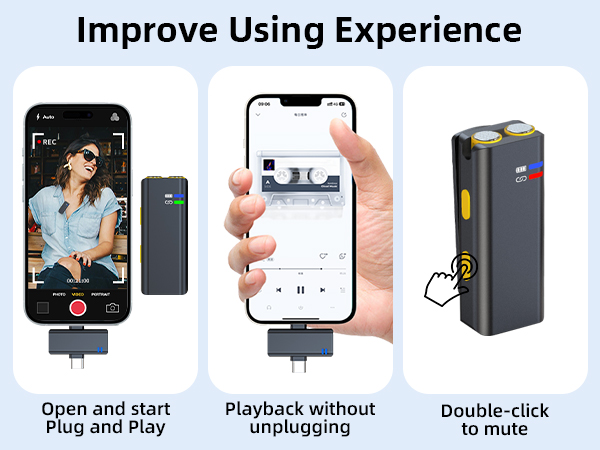 Wireless microphone for iPhone Android, mini mic