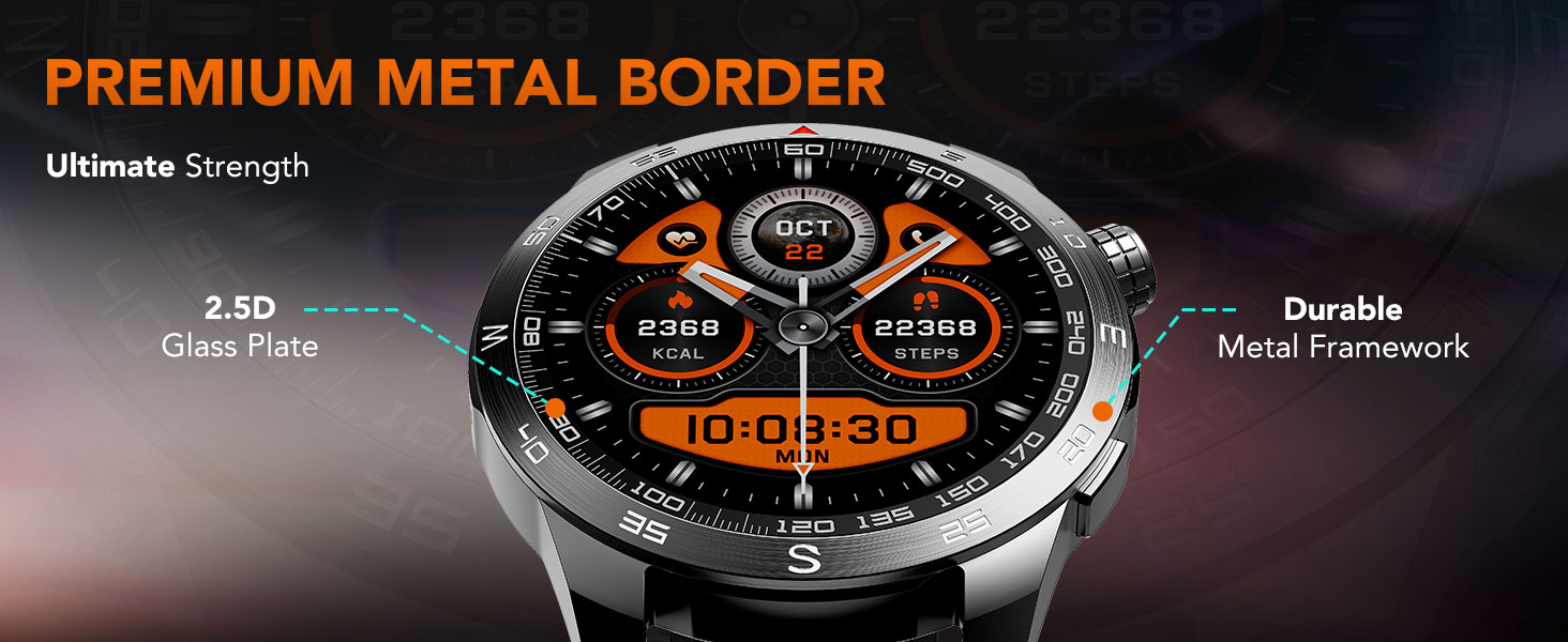 Smart watch with metal border