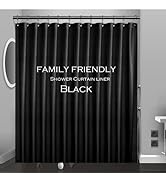 Eazzier Bath Black Plastic Shower Curtain Liner, 72x72 Inch Thin Lightweight Black Plastic Bathro...