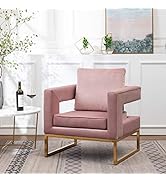 Roundhill Furniture Lenola Upholstered Accent Arm Chair, Pink 27.5D x 29.75W x 34.5H in