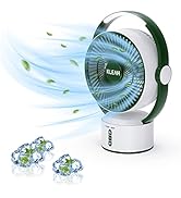 KLEAH Battery Operated Fan 9'' Enhance Air Circulation Rechargeable Fan with DC Motor of 3 Power ...