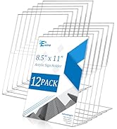 EHWINE 12 Pack 8.5 x 11 Acrylic Sign Holder, Clear Plastic Signs Display Stand, Vertical Slanted ...